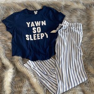 Forever 21 navy blue sleep pajama set
